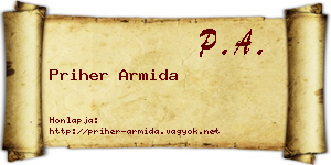 Priher Armida névjegykártya